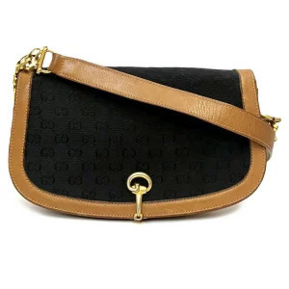 Gucci shoulder bag Horsebit GG canvas leather
